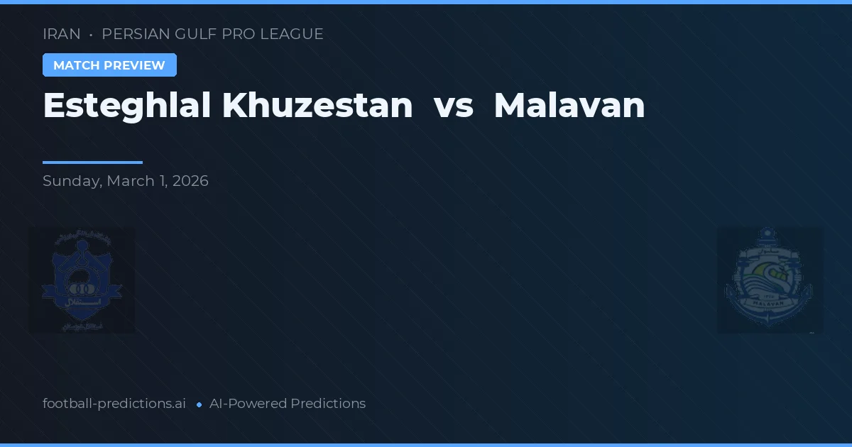 Esteghlal Khuzestan vs Malavan — matchtips och förhandstitt