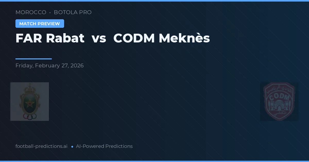 FAR Rabat vs CODM Meknès — matchtips och förhandstitt