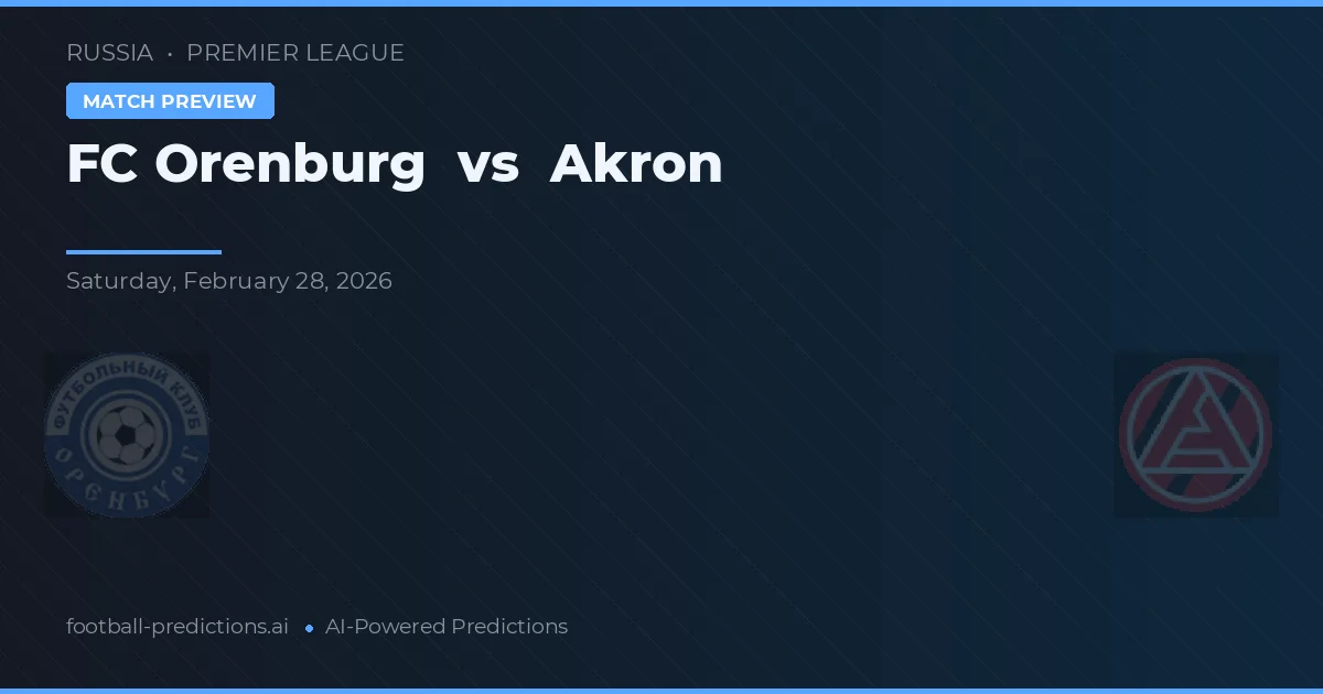 FC Orenburg vs Akron — matchtips och förhandstitt
