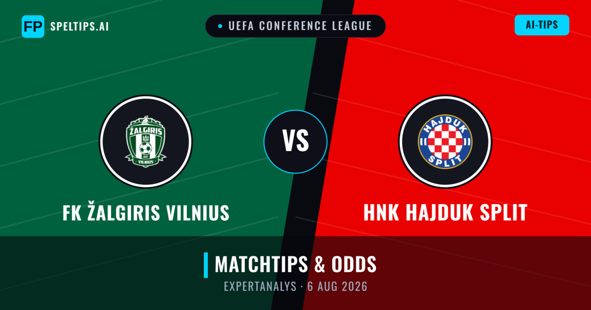 FK Žalgiris Vilnius vs HNK Hajduk Split — matchtips och förhandstitt