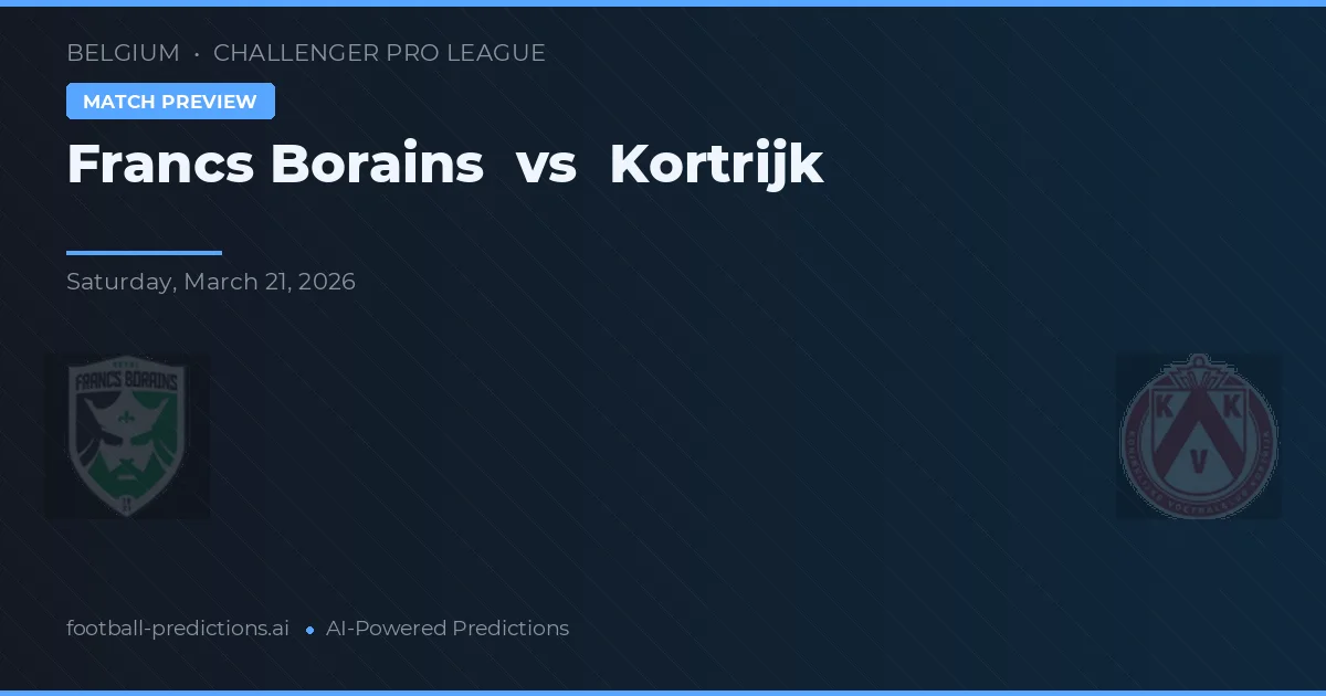 Francs Borains vs Kortrijk — matchtips och förhandstitt
