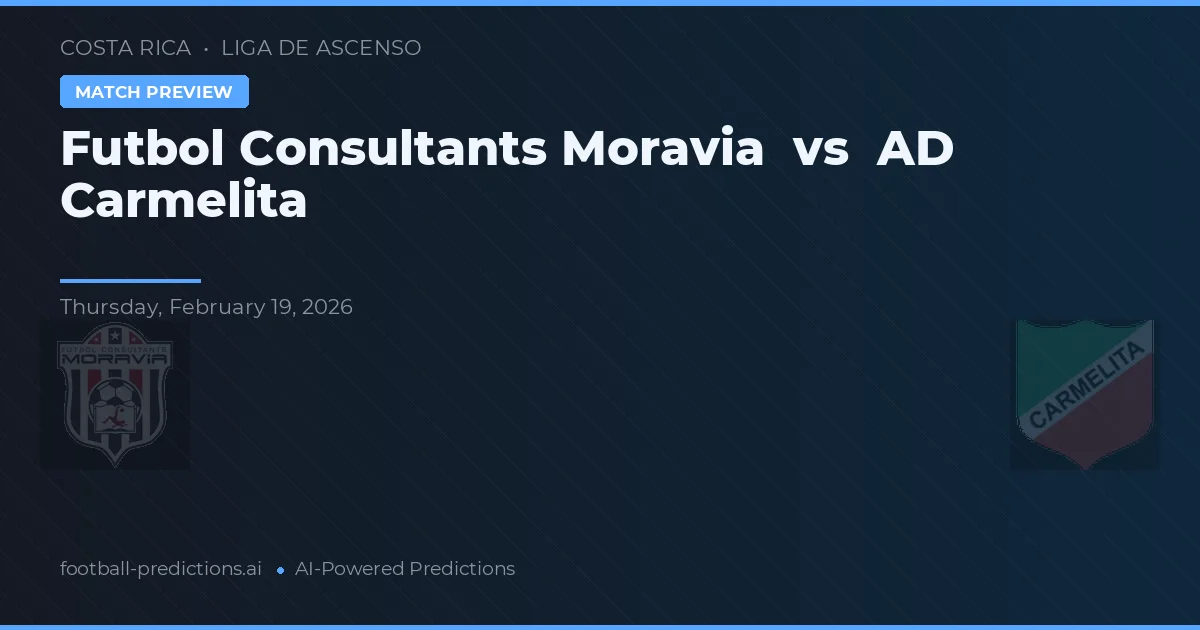 Futbol Consultants Moravia vs AD Carmelita — matchtips och förhandstitt