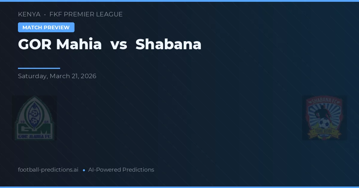 GOR Mahia vs Shabana — matchtips och förhandstitt