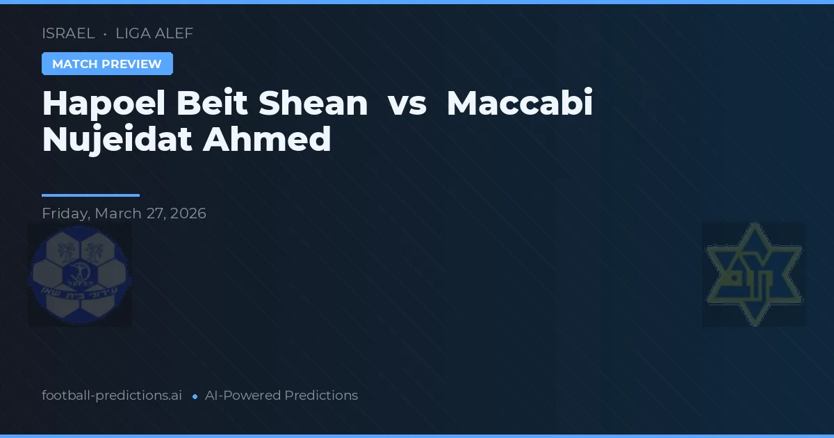 Hapoel Beit She'an vs Maccabi Nujeidat Ahmed — matchtips och förhandstitt