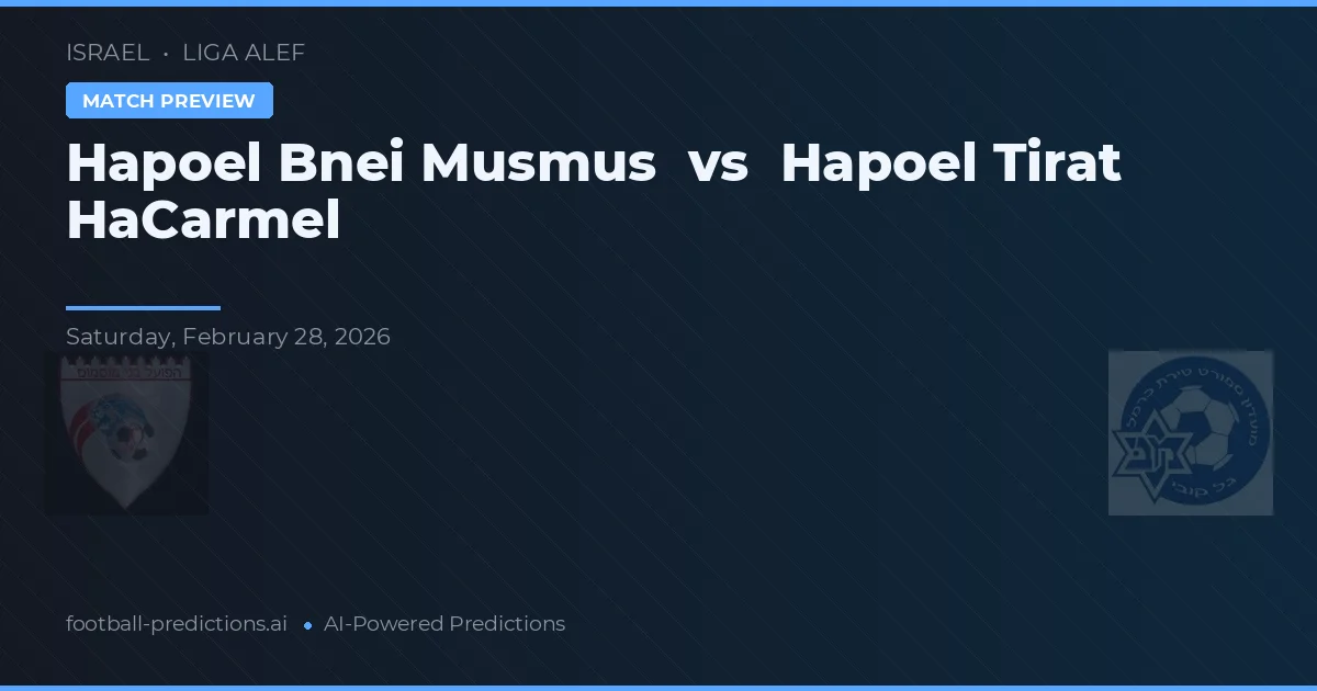 Hapoel Bnei Musmus vs Hapoel Tirat HaCarmel — matchtips och förhandstitt