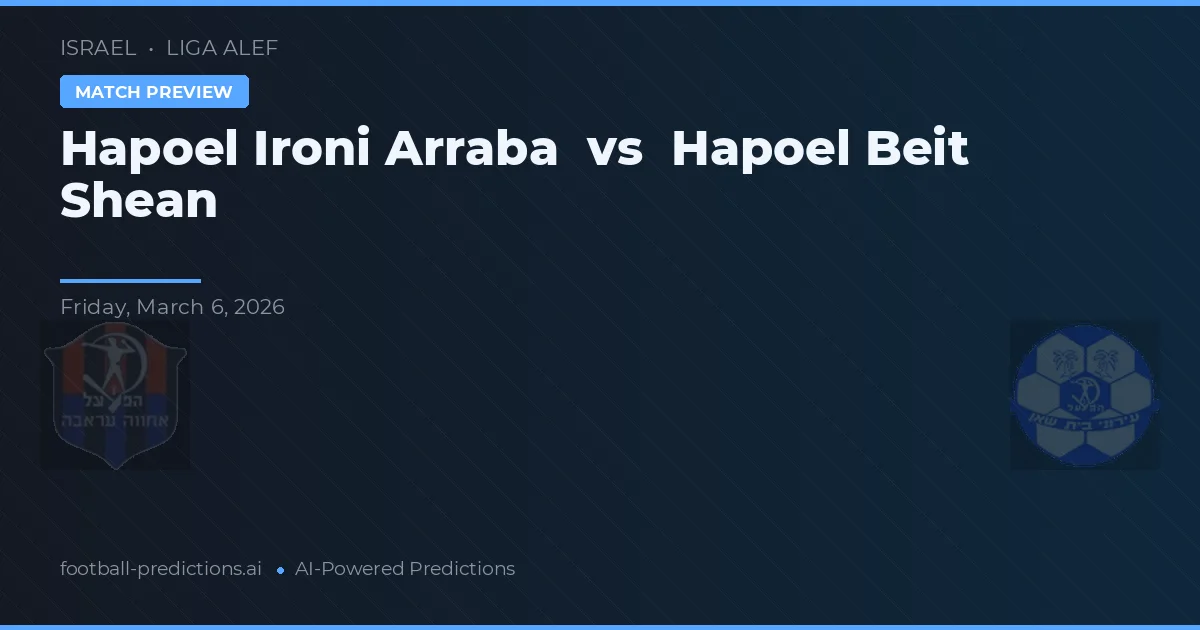 Hapoel Ironi Arraba vs Hapoel Beit She'an — matchtips och förhandstitt