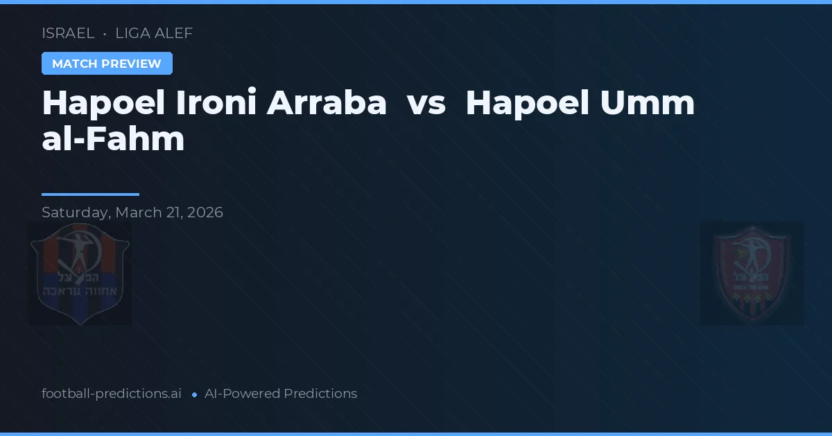 Hapoel Ironi Arraba vs Hapoel Umm al-Fahm — matchtips och förhandstitt