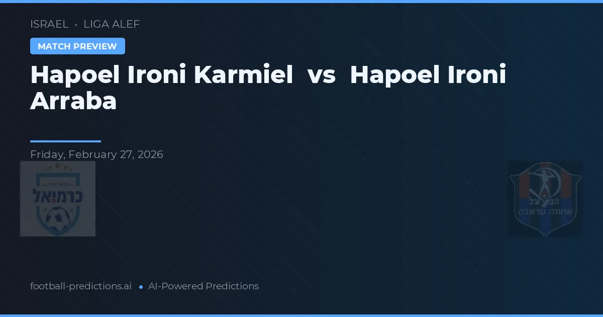 Hapoel Ironi Karmiel vs Hapoel Ironi Arraba — matchtips och förhandstitt
