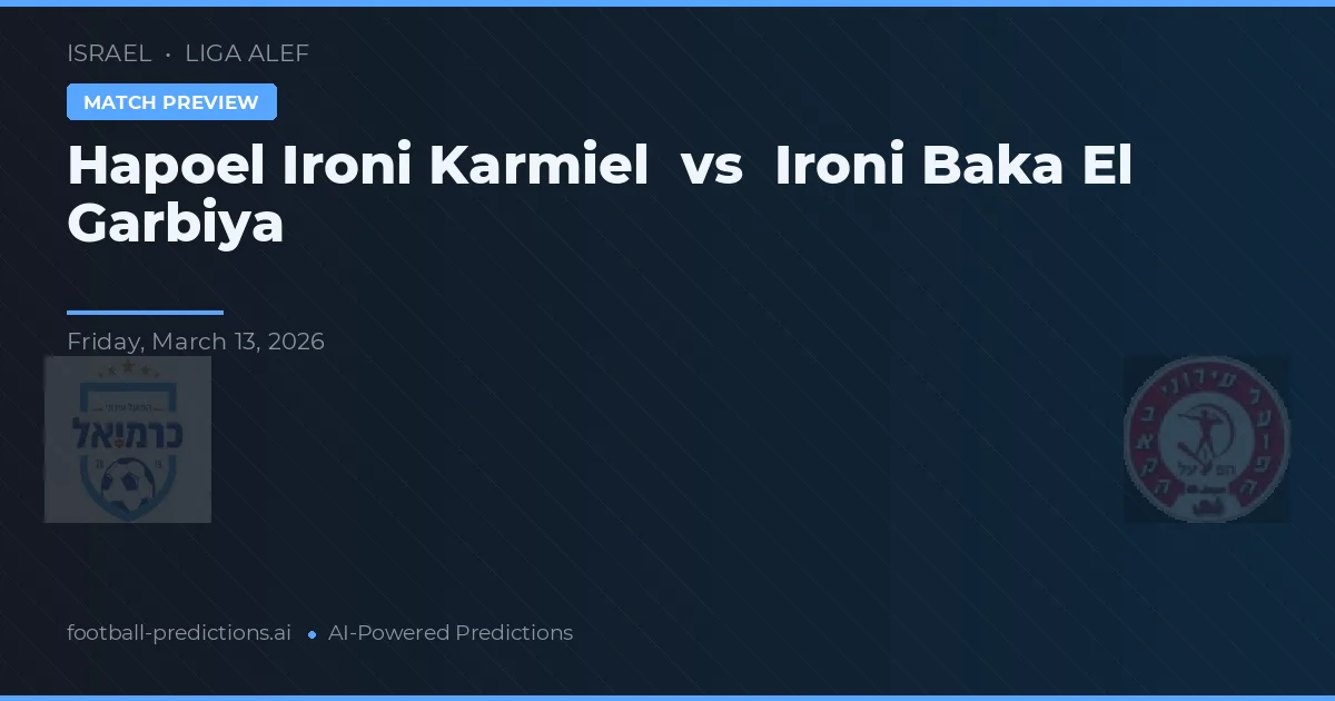 Hapoel Ironi Karmiel vs Ironi Baka El Garbiya — matchtips och förhandstitt