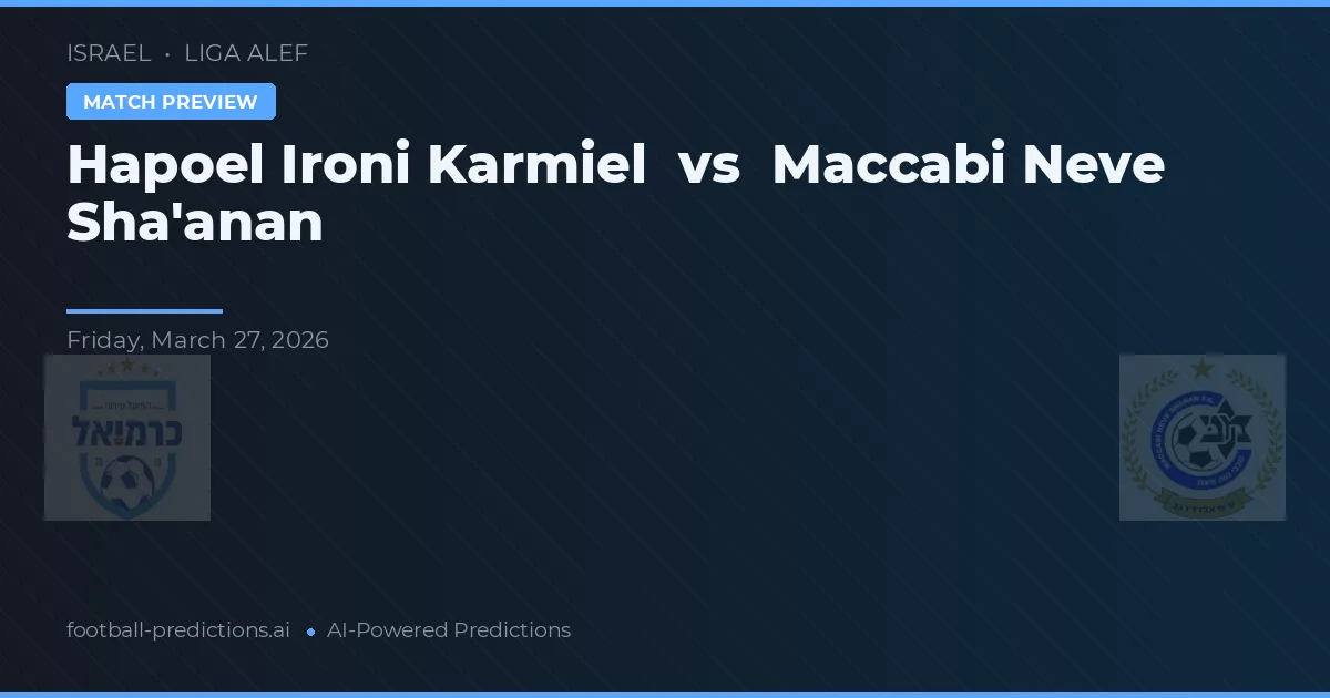 Hapoel Ironi Karmiel vs Maccabi Neve Sha'anan — matchtips och förhandstitt