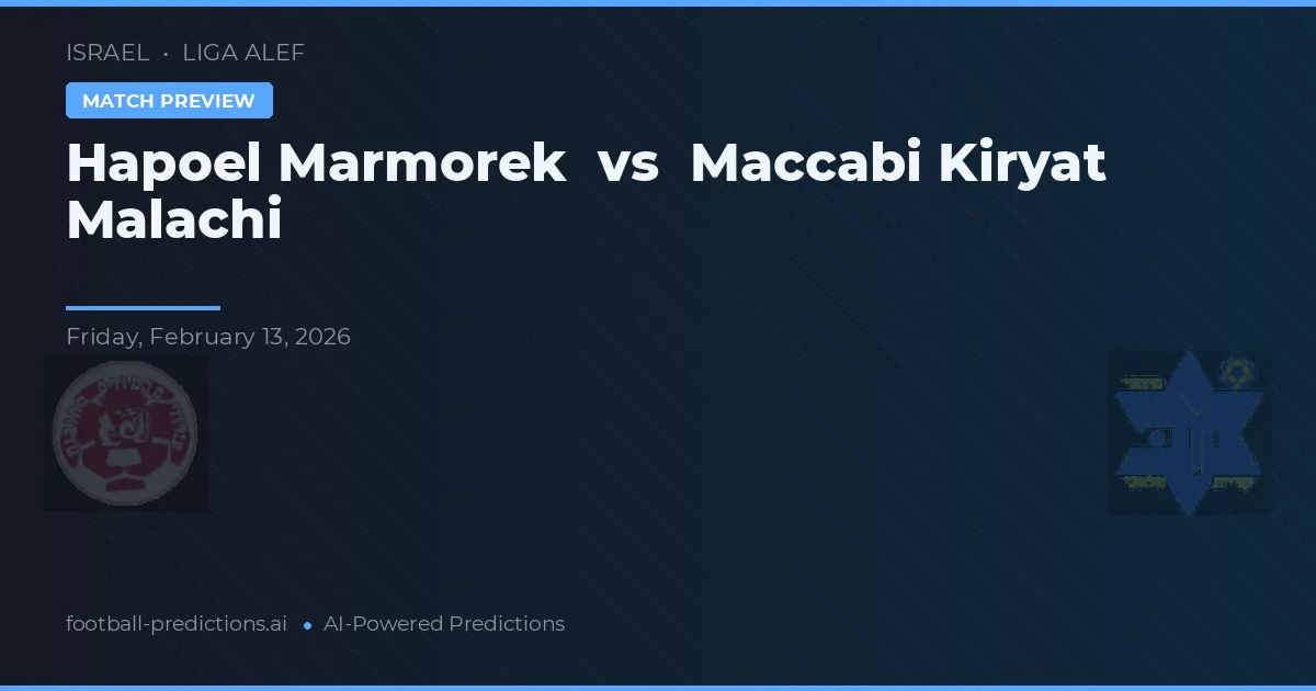 Hapoel Marmorek vs Maccabi Kiryat Malachi — matchtips och förhandstitt