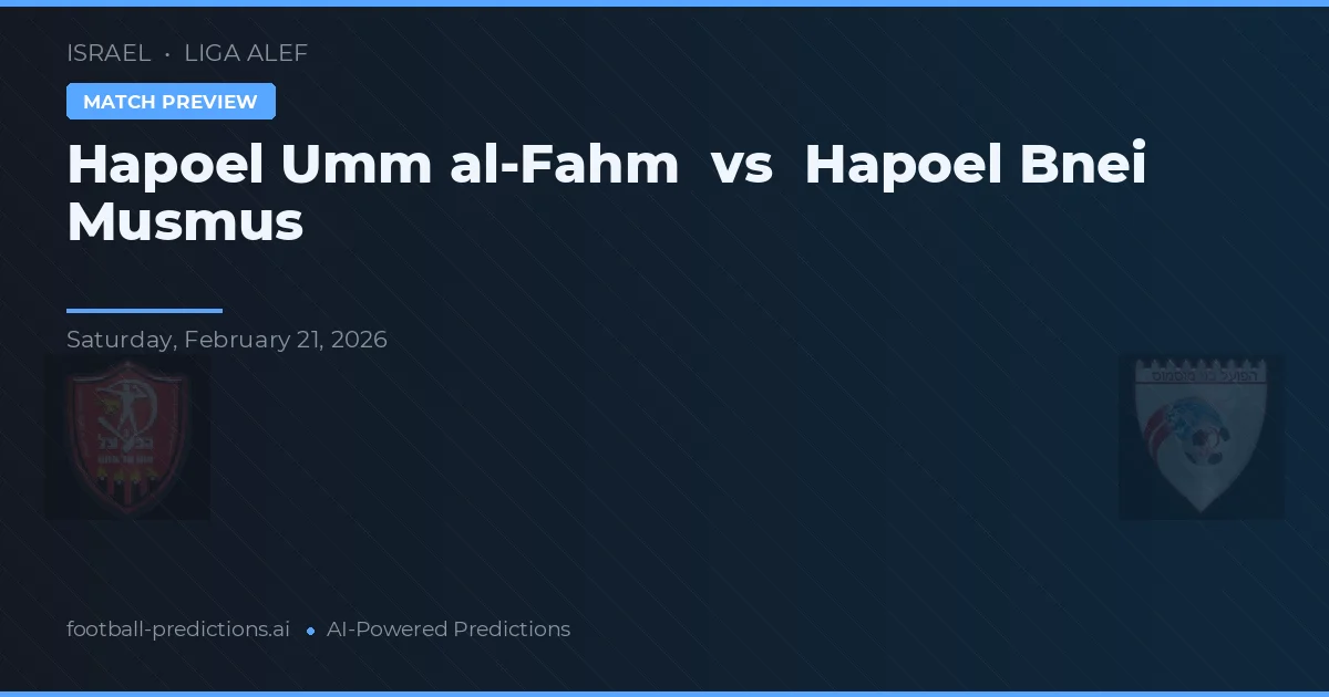 Hapoel Umm al-Fahm vs Hapoel Bnei Musmus — matchtips och förhandstitt