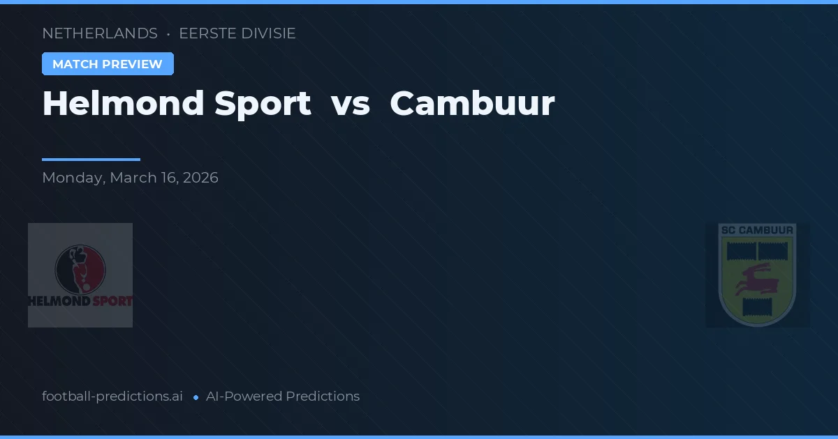 Helmond Sport vs Cambuur — matchtips och förhandstitt