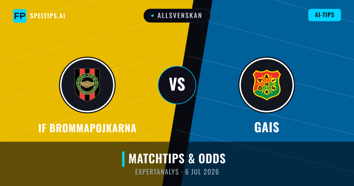 IF Brommapojkarna vs Gais — matchtips och förhandstitt