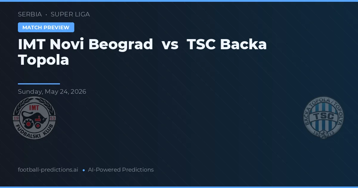 IMT Novi Beograd vs TSC Bácsák Topola — matchtips och förhandstitt