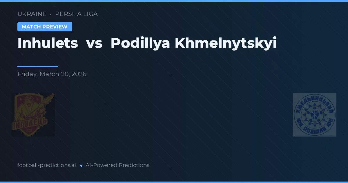 Inhulets vs Podillya Khmelnytskyi — matchtips och förhandstitt