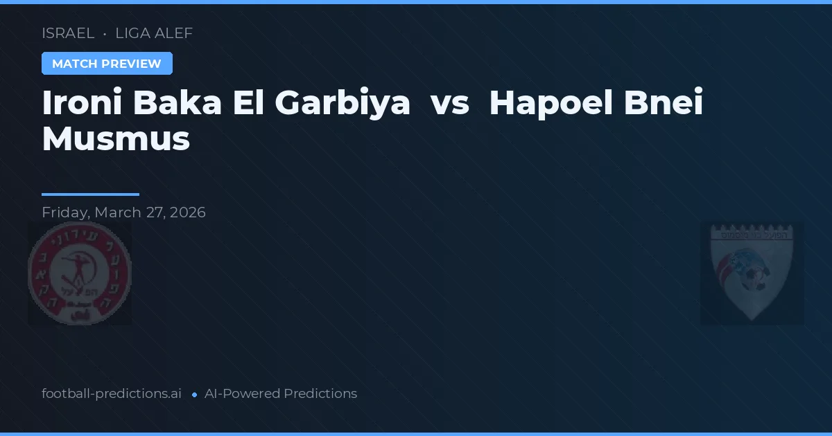Ironi Baka El Garbiya vs Hapoel Bnei Musmus — matchtips och förhandstitt