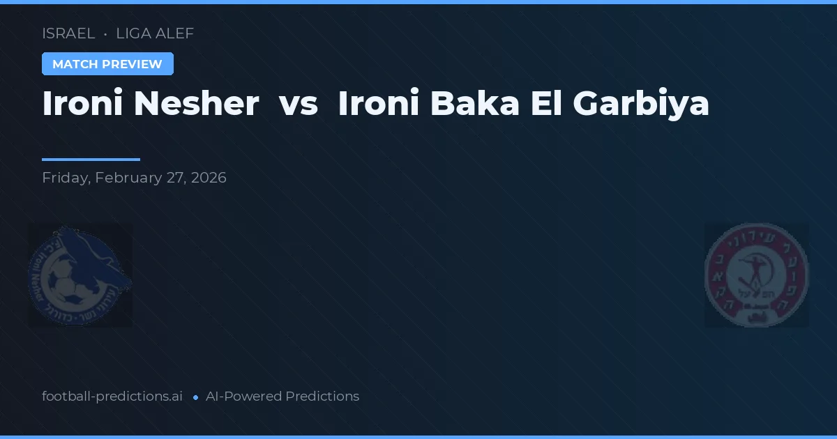Ironi Nesher vs Ironi Baka El Garbiya — matchtips och förhandstitt