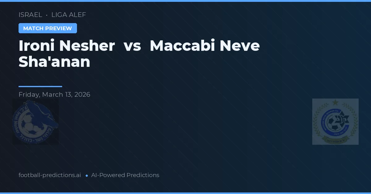 Ironi Nesher vs Maccabi Neve Sha'anan — matchtips och förhandstitt