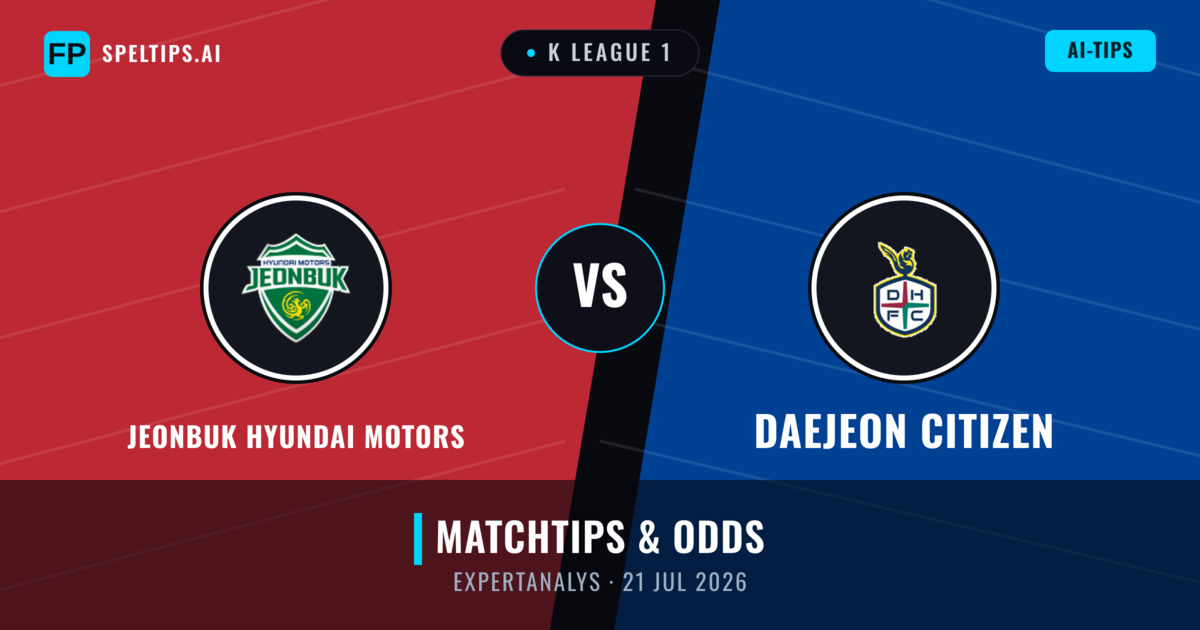 Jeonbuk Hyundai Motors vs Daejeon Citizen — matchtips och förhandstitt