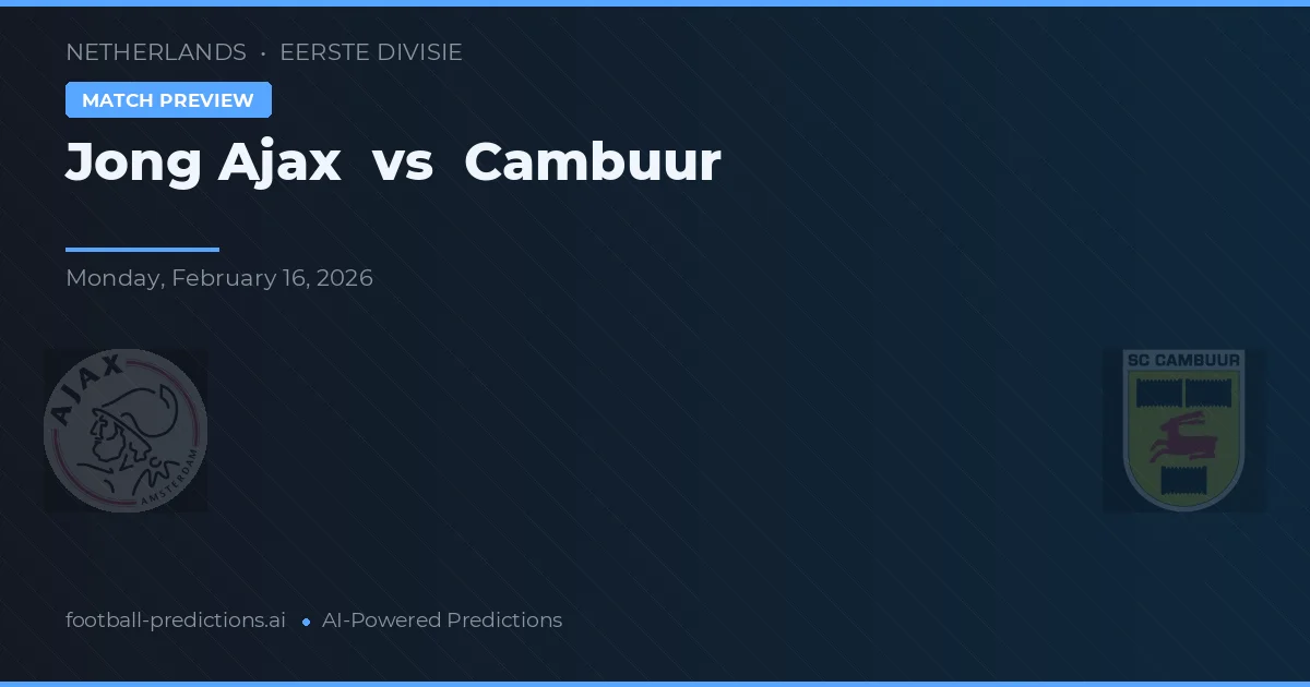 Jong Ajax vs Cambuur — matchtips och förhandstitt