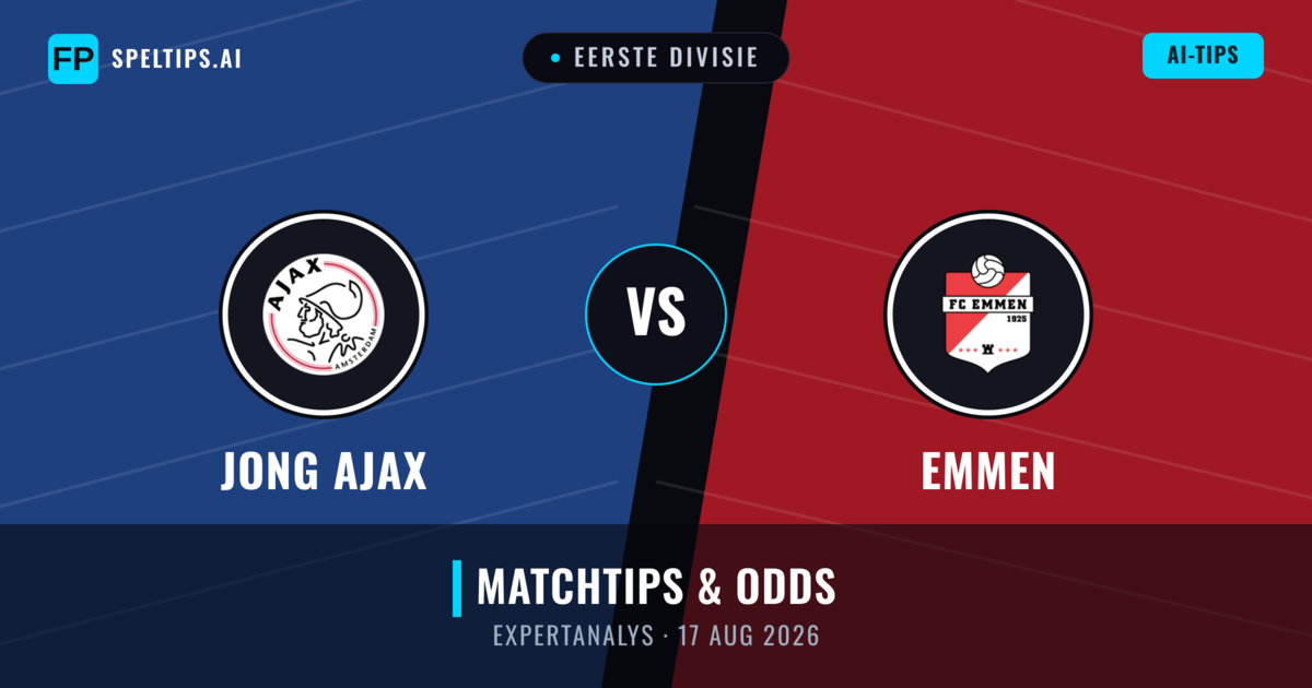 Jong Ajax vs Emmen — matchtips och förhandstitt