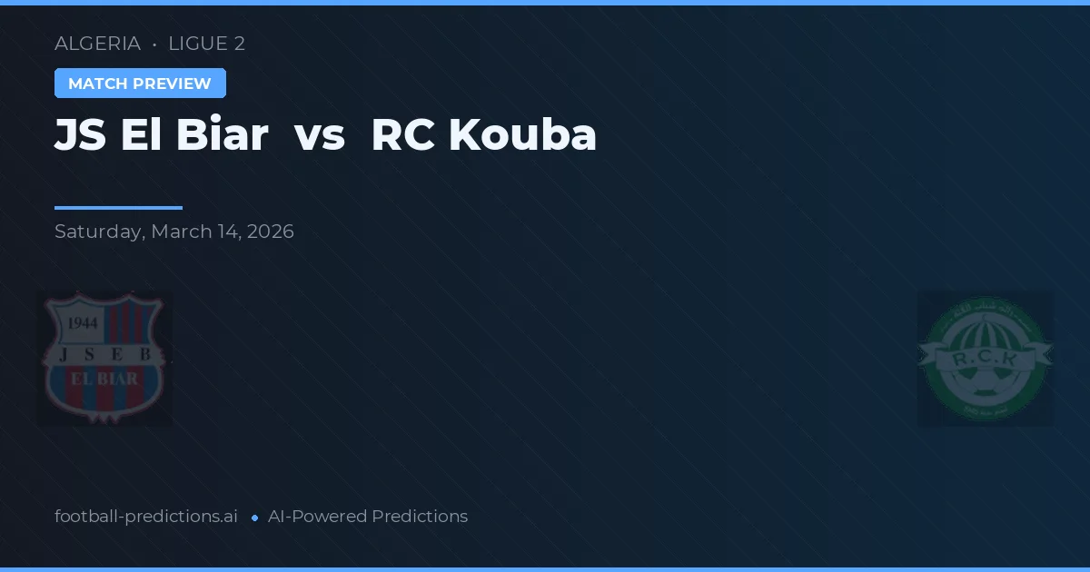 JS El Biar vs RC Kouba — matchtips och förhandstitt