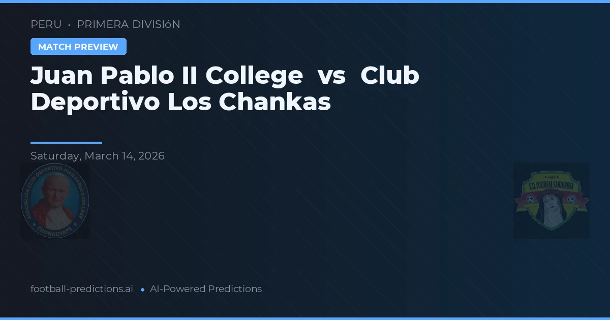 Juan Pablo II College vs Club Deportivo Los Chankas — matchtips och förhandstitt