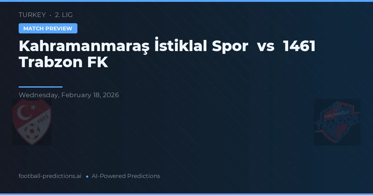Kahramanmaraş İstiklal Spor vs 1461 Trabzon FK — matchtips och förhandstitt