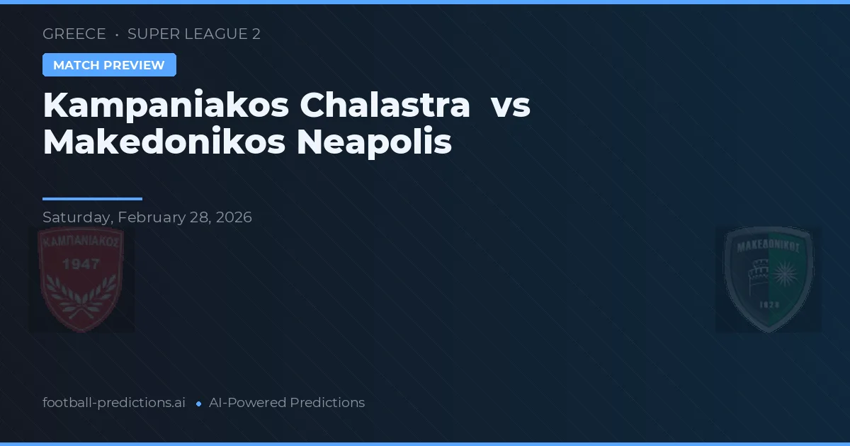 Kampaniakos Chalastra vs Makedonikos Neapolis — matchtips och förhandstitt