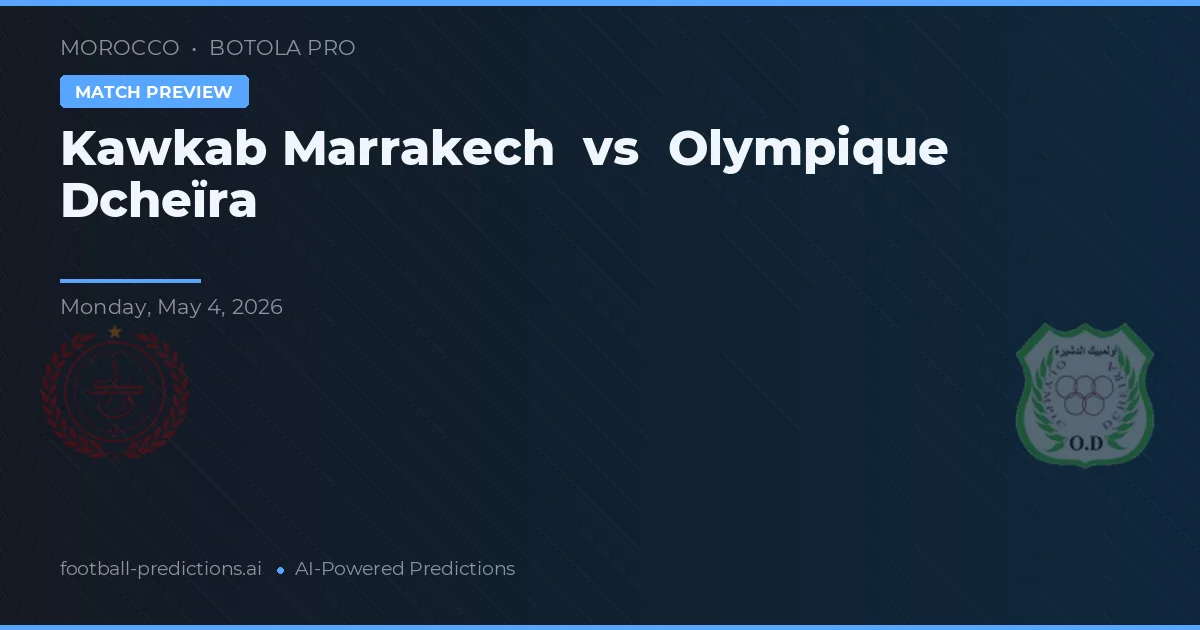 Kawkab Marrakech vs Olympique Dcheïra — matchtips och förhandstitt