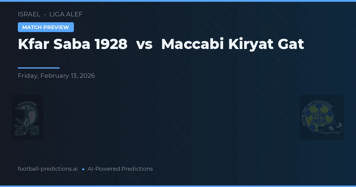 Kfar Saba 1928 vs Maccabi Kiryat Gat — matchtips och förhandstitt