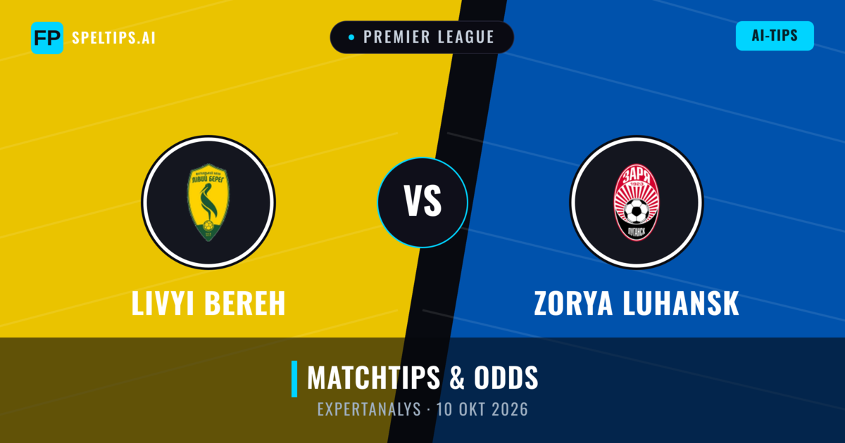 Livyi Bereh vs Zorya Luhansk — matchtips och förhandstitt