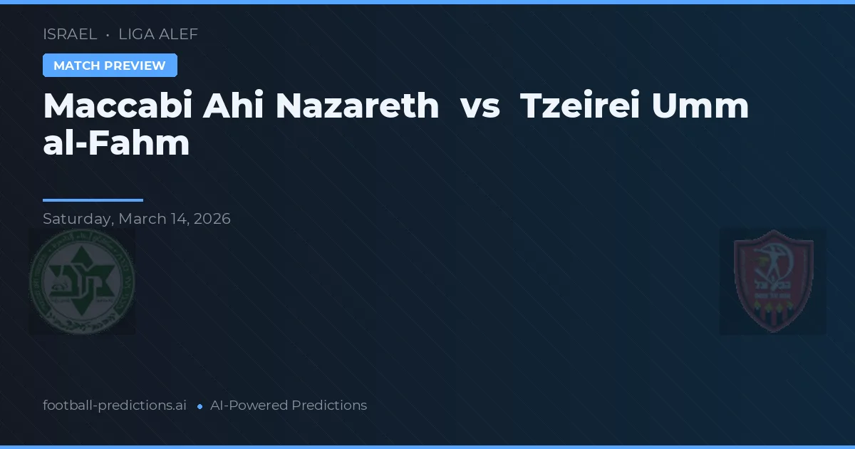 Maccabi Ahi Nazareth vs Tzeirei Umm al-Fahm — matchtips och förhandstitt