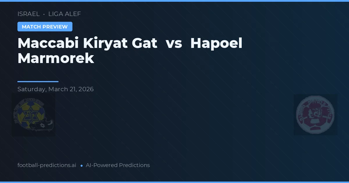 Maccabi Kiryat Gat vs Hapoel Marmorek — matchtips och förhandstitt