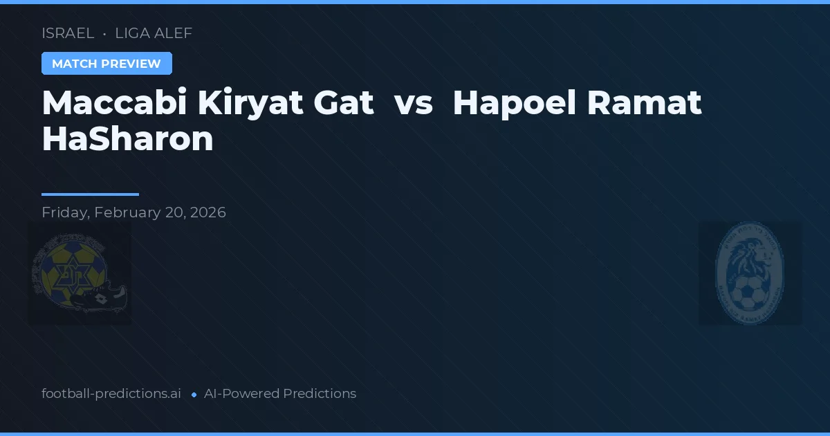 Maccabi Kiryat Gat vs Hapoel Ramat HaSharon — matchtips och förhandstitt