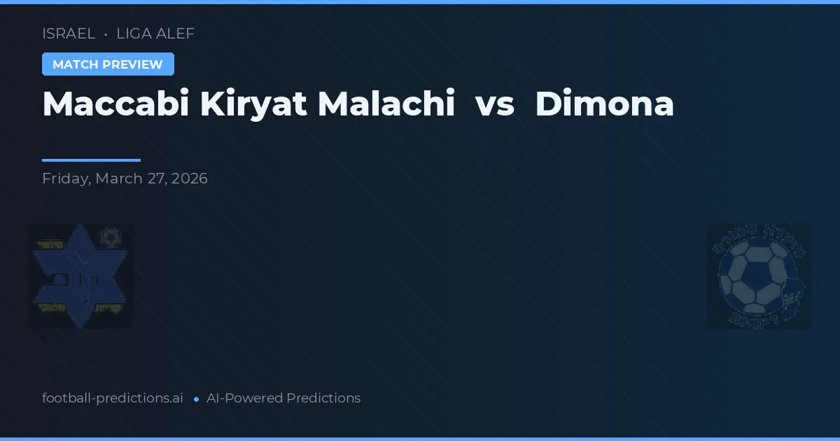 Maccabi Kiryat Malachi vs Dimona — matchtips och förhandstitt