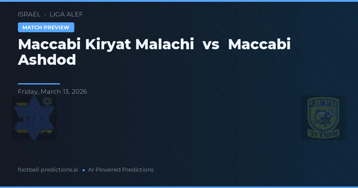 Maccabi Kiryat Malachi vs Maccabi Ashdod — matchtips och förhandstitt