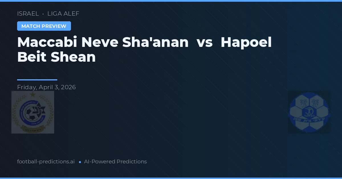 Maccabi Neve Sha'anan vs Hapoel Beit She'an — matchtips och förhandstitt