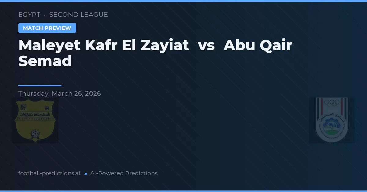 Maleyet Kafr El Zayiat vs Abu Qair Semad — matchtips och förhandstitt