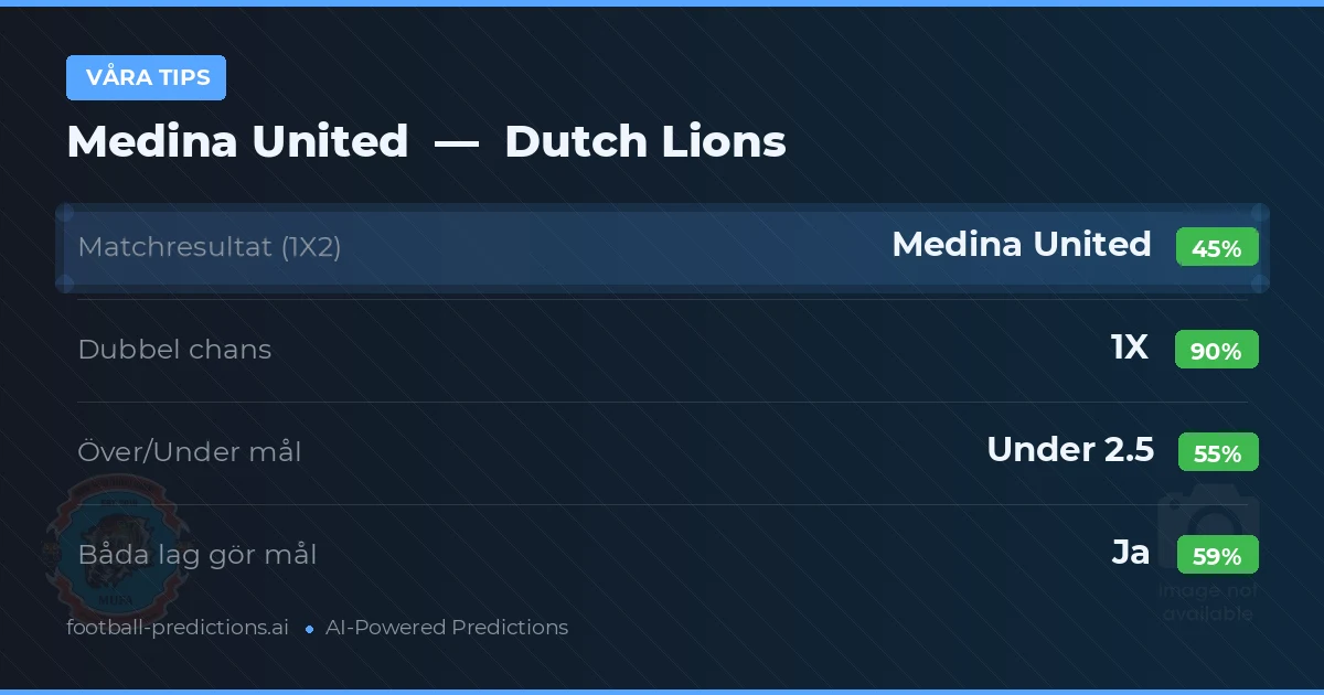 Våra tips: Medina United mot Dutch Lions