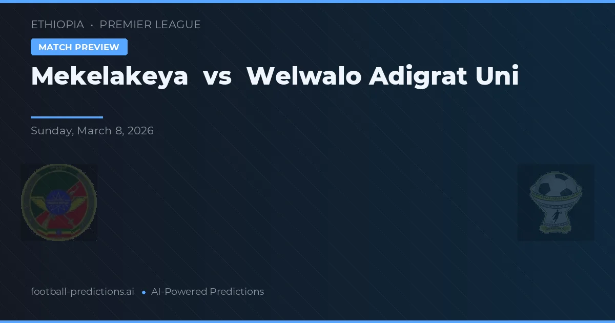 Mekelakeya vs Welwalo Adigrat Uni — matchtips och förhandstitt