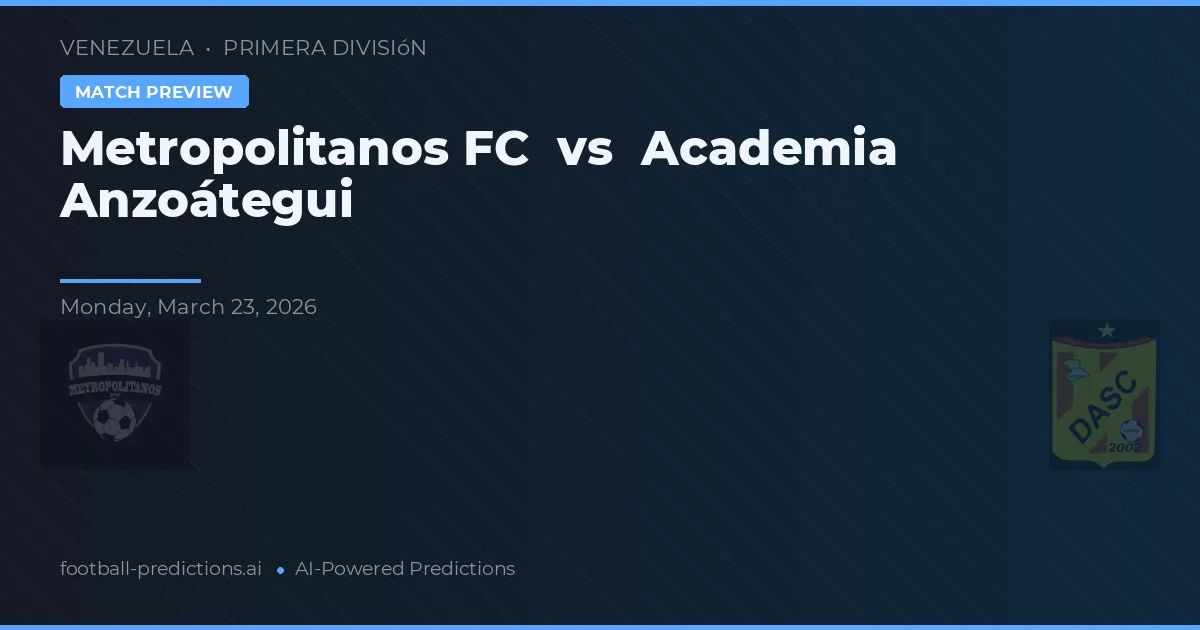 Metropolitanos FC vs Academia Anzoátegui — matchtips och förhandstitt