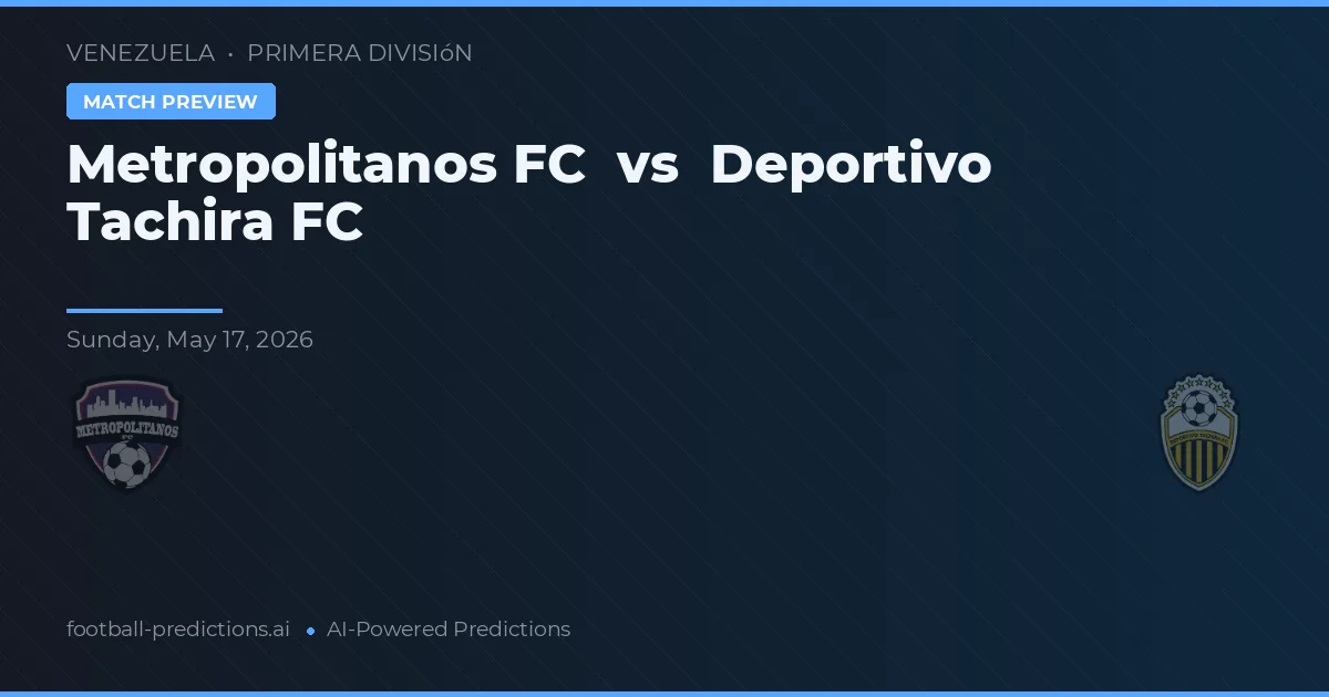 Metropolitanos FC vs Deportivo Táchira — matchtips och förhandstitt