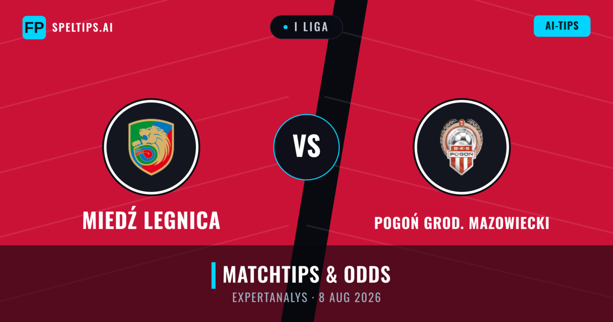 Miedź Legnica vs Pogoń Grod. Mazowiecki — matchtips och förhandstitt