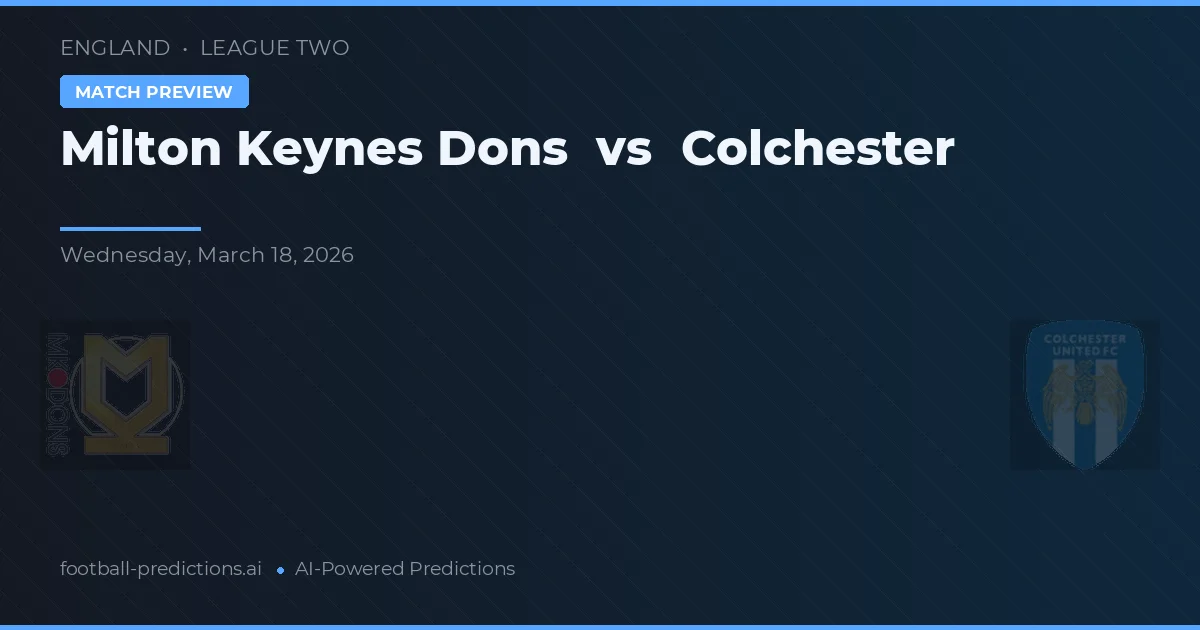 Milton Keynes Dons vs Colchester — matchtips och förhandstitt