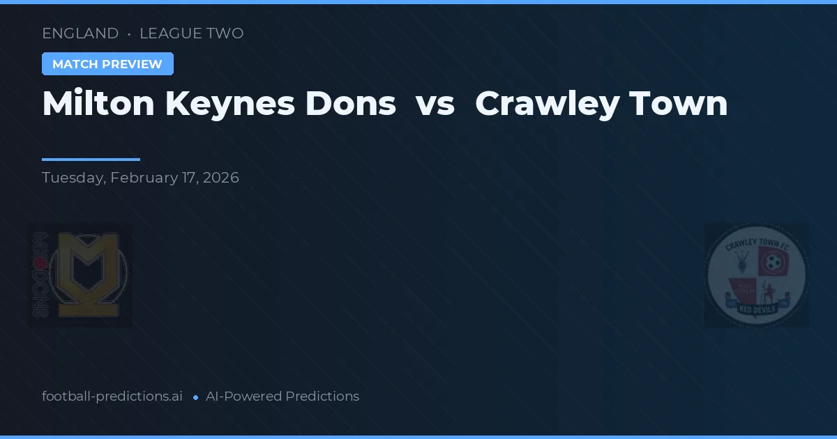 Milton Keynes Dons vs Crawley Town — matchtips och förhandstitt