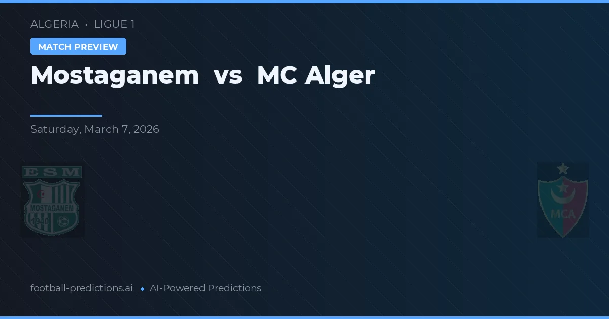 Mostaganem vs MC Alger — matchtips och förhandstitt