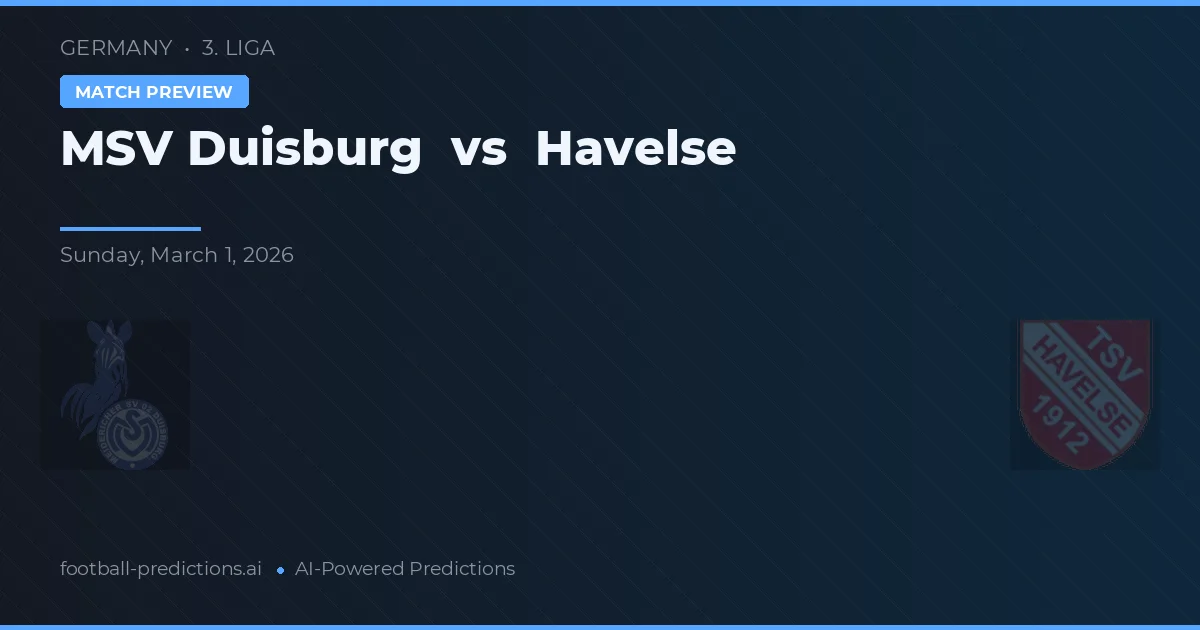 MSV Duisburg vs Havelse — matchtips och förhandstitt