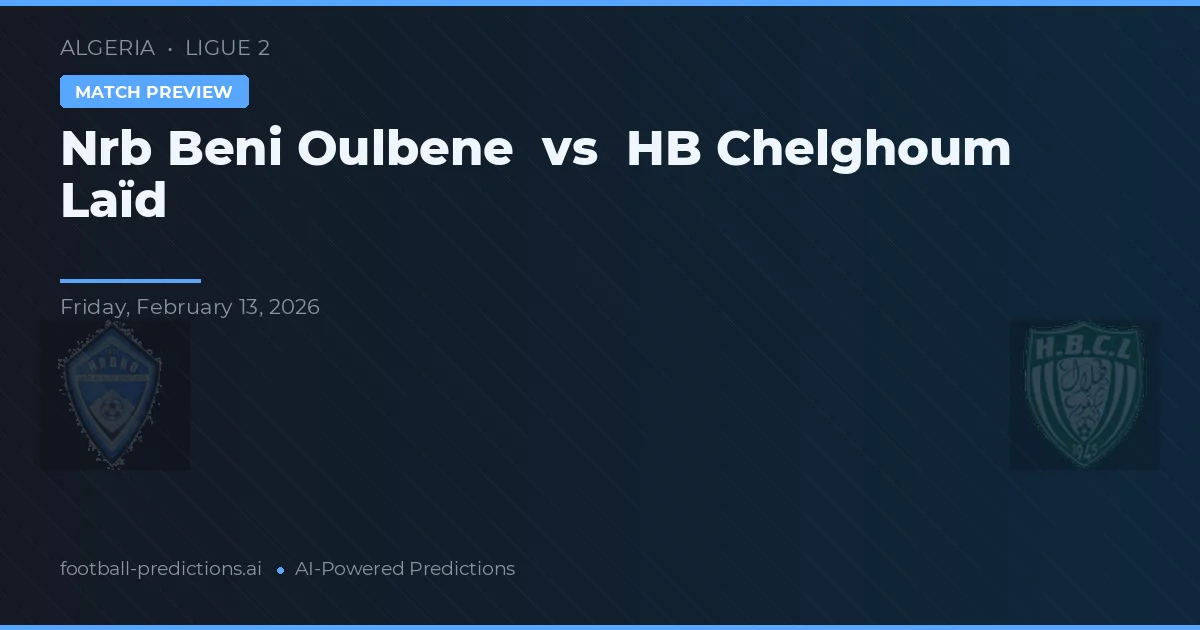 Nrb Beni Oulbene vs HB Chelghoum Laïd — matchtips och förhandstitt